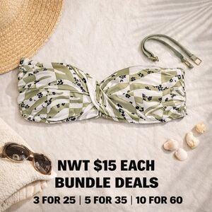 Jessica Simpson Bandeau Bikini Top Floral Strapless Swim Top M NWT